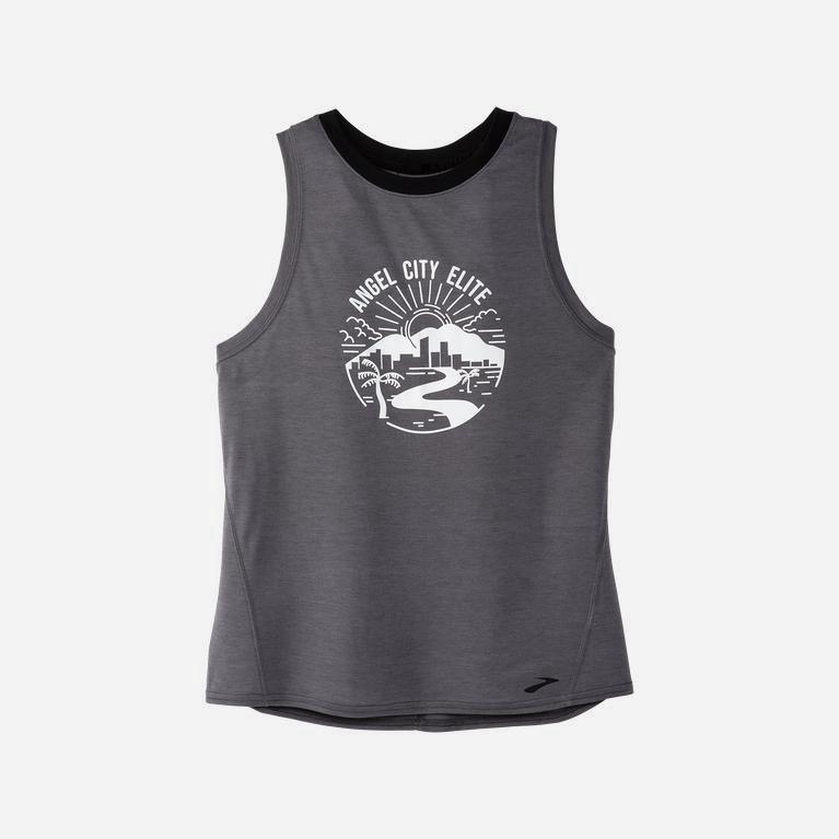 Brooks Houston22 Distance Graphic Hardlooptanktop voor Dames Grijs (FQHWP-5631)